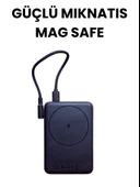 20W Hızlı Şarj Destekli MagSafe Kablosuz Powerbank Dahili TypeC Kablolu, LED Göstergeli, Mat Siyah Kompakt Taşınabilir Şarj Cihazı - 4