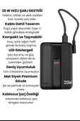20W Hızlı Şarj Destekli MagSafe Kablosuz Powerbank Dahili TypeC Kablolu, LED Göstergeli, Mat Siyah Kompakt Taşınabilir Şarj Cihazı - 8