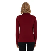 Kadın Bordo Basic Polo Yaka Sweatshirt thumbnail 6