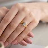 Vaoov 925 Ayar Gümüş Ayarlanabilir Yıldız Yüzük thumbnail 5