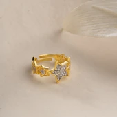 Vaoov 925 Ayar Gümüş Ayarlanabilir Yıldız Yüzük thumbnail 4