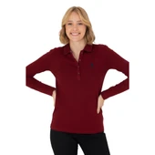 Kadın Bordo Basic Polo Yaka Sweatshirt thumbnail 4