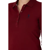 Kadın Bordo Basic Polo Yaka Sweatshirt thumbnail 8