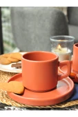 Cera'n 2'li Double Çay Fincan Takımı Kızıl Kahve 6 - 2