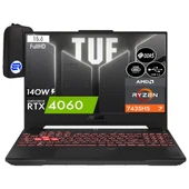 Asus Tuf Gaming A15 FA507NVR-LP099EP4 Ryzen 7-7435HS 16GB Ram 1tb SSD RTX4060 8gb 140W 15.6'' WIN11 Pro 144Hz + Elektropasaj Çanta - 1