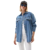 Saçaklı Detaylı Kot Ceket Mavi thumbnail 1