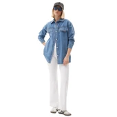 Saçaklı Detaylı Kot Ceket Mavi thumbnail 2