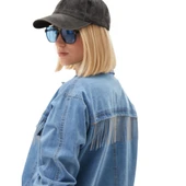 Saçaklı Detaylı Kot Ceket Mavi thumbnail 7