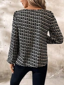 MDB Kadın Uzun Kollu Damla Detaylı Yaka Desenli Süprem Bluz thumbnail 6