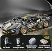 Çift Motorlu ve Kumandalı 1280 parça Lamborghini Sian 1:14 Ölçekli Spor Araba Yapı Blokları Seti 3D Montaj Modeli Kiti, - 1