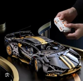 Çift Motorlu ve Kumandalı 1280 parça Lamborghini Sian 1:14 Ölçekli Spor Araba Yapı Blokları Seti 3D Montaj Modeli Kiti, - 3