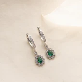 925 Ayar Gümüş Yeşil Damla Taşlı Küpe thumbnail 4