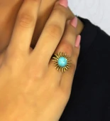 Doğal Taş Firuze Doğal Taşlı Güneş Model Kadın Ayarlanabillir Yüzük euy73f thumbnail 1