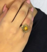 Doğal Taş Sitrin Doğal Taşlı Antik Model Kadın Ayarlanabillir Yüzük euy73s thumbnail 1