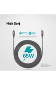 AlumiCable USB-C - USB-C 300cm 65W PD/QC Hızlı Şarj/Data Kablosu Uzay Grisi thumbnail 2