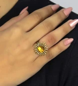 Doğal Taş Sitrin Doğal Taşlı Antik Model Kadın Ayarlanabillir Yüzük euy73s thumbnail 2