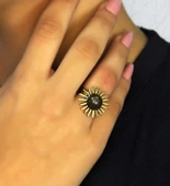 Doğal Taş Labradorit Doğal Taşlı Antik Güneş Model Kadın Ayarlanabillir Yüzük euy73lbt thumbnail 2