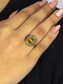 Doğal Taş Akik Oval Doğal Taşlı Antik Model Kadın Ayarlanabillir Yüzük euy74a thumbnail 2