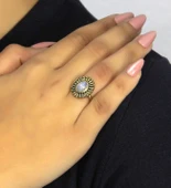 Doğal Taş Aytaşı Doğal Taşlı Antik Model Kadın Ayarlanabillir Yüzük euy74ay thumbnail 2