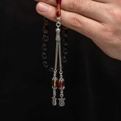 Gümüş Püskül Sıkma Kehribar Tesbih thumbnail 3