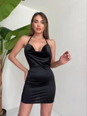 Kadın boyundan ince askılı elbise s3585 thumbnail 3