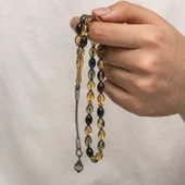 Gümüş Kazaz Püsküllü Sıkma Kehribar Tesbih thumbnail 4