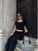 Crop pantolon biyeli takım siyah thumbnail 7