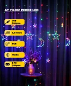 Ay Yıldız Dekoratif RGB (Çok Renkli)  Led USB & Pilli - 3,5 Metre - Animasyonlu thumbnail 1