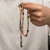 Gümüş Kazaz Püsküllü Sıkma Kehribar Tesbih thumbnail 4