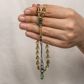 Gümüş 1000 Ayar Kazaz Püsküllü Sıkma Kehribar Tesbih thumbnail 1