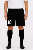 Erkek Siyah Futbol Şortu ve Çorabı Seti - Numara Baskılı Spor Kombin (10 Numara) - 1