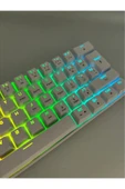 silabor T60 Beyaz Renk Mavi Switch RGB Mekanik Kablolu Driverli Oyuncu Klavyesi T60 Mini Türkçe Q Klavye thumbnail 7