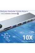 silabor 8 In 1 Macbook Pro Air Usb Type-c Hub Dönüştürücü Çevirici Çoklayıcı Usb Hdmı Micro Sd Girişli thumbnail 6