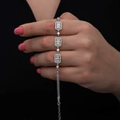 925 Ayar  Gümüş Baget Taşlı Kadın Bileklik thumbnail 1