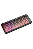 FreeWolf M75 kablosuz 2.4ghz kablosuz + bt çift Modlu klavye Led Ekranlı oyun klavyesi ile PBT Knob Rainbow thumbnail 3