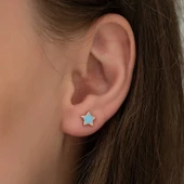 Gümüş Fosforlu Mavi Yıldız Küpe thumbnail 3