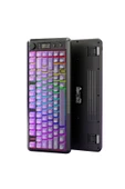 FreeWolf M75 kablosuz 2.4ghz kablosuz + bt çift Modlu klavye Led Ekranlı oyun klavyesi ile PBT Knob Rainbow thumbnail 2
