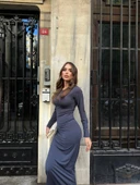 Uzun kollu uzun elbise thumbnail 2