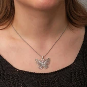 Gümüş Telkari Kelebek Kadın Kolye thumbnail 2