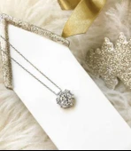 925 Ayar Gümüş Buz Beyazı Baget Taşlı Kolye thumbnail 2