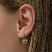 Gümüş Kalp Kurdele Sallantılı Kadın Küpe thumbnail 2