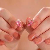 Gümüş Pembe Yunus Balığı Çocuk Küpesi thumbnail 2