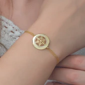 925 Ayar Gümüş Gold Kar Tanesi Bileklik thumbnail 2