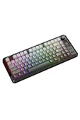 FreeWolf M75 kablosuz 2.4ghz kablosuz + bt çift Modlu klavye Led Ekranlı oyun klavyesi ile PBT Knob Rainbow thumbnail 3