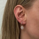 Gümüş Rose Oval Taşlı Sallantılı Küpe thumbnail 2