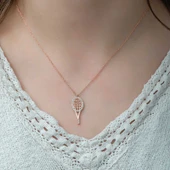 925 Ayar Gümüş Tenis Raketi Kadın Gümüş Kolye thumbnail 2