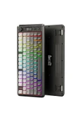 FreeWolf M75 kablosuz 2.4ghz kablosuz + bt çift Modlu klavye Led Ekranlı oyun klavyesi ile PBT Knob Rainbow thumbnail 2