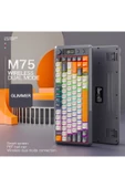 FreeWolf M75 kablosuz 2.4ghz kablosuz + bt çift Modlu klavye Led Ekranlı oyun klavyesi ile PBT Knob Rainbow thumbnail 3