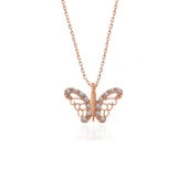 925 Ayar Gümüş Rose Kelebek Kadın Gümüş Kolye thumbnail 3