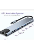 silabor 8 In 1 Macbook Pro Air Usb Type-c Hub Dönüştürücü Çevirici Çoklayıcı Usb Hdmı Micro Sd Girişli thumbnail 4